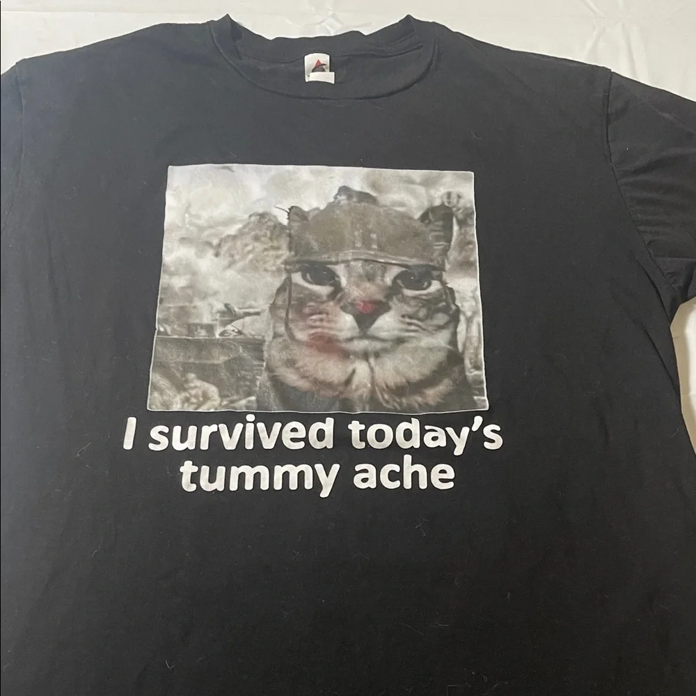 Funny Cat Graphic T-Shirt - Black